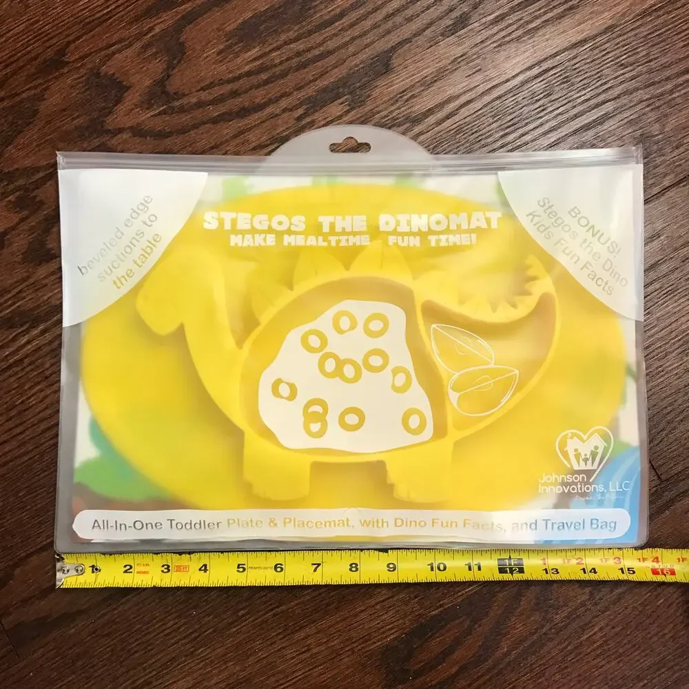 Stegos The Dinomat New In Travel Bag BPA Silicone Suction Placemat & Dish